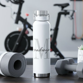 Moderne Monogramm-Minimalistik Schwarz Weiß Trinkflasche