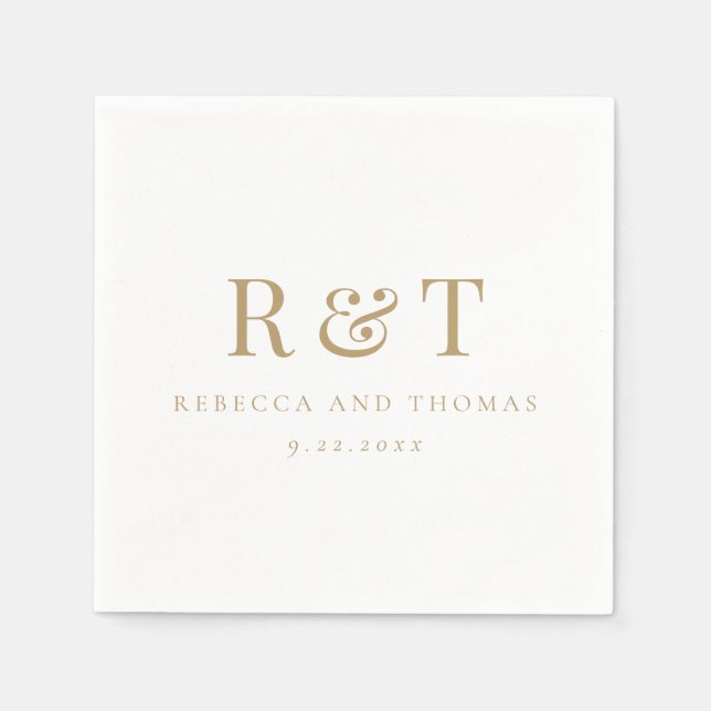 Moderne Monogramm-Minimalistische Hochzeit Serviette (Vorderseite)