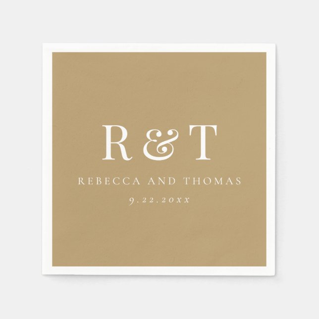 Moderne Monogramm-Minimalistische Hochzeit Serviette (Vorderseite)