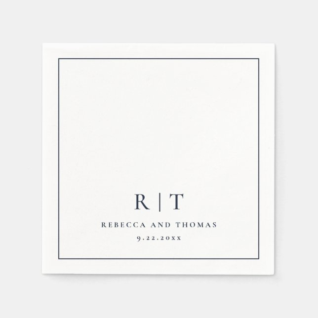 Moderne Monogramm-Minimalistische Hochzeit Serviette (Vorderseite)