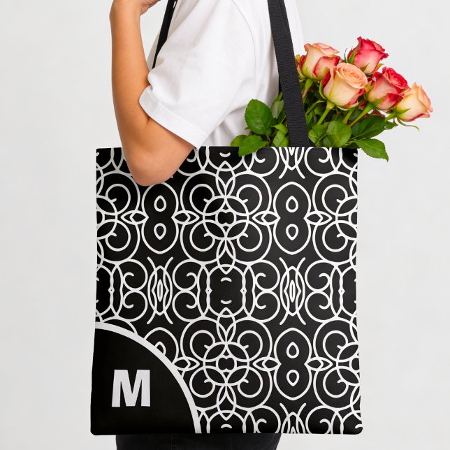 Moderne Monogramm mit geometrischem Schleifenmuste (Your letter, your tote so come on and customize it)
