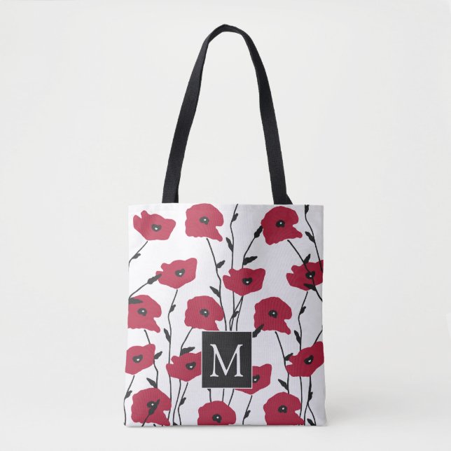 Moderne Monogramm-Mohnmuster  (Vorderseite)