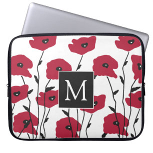 Moderne Monogramm-Mohnmuster Laptopschutzhülle