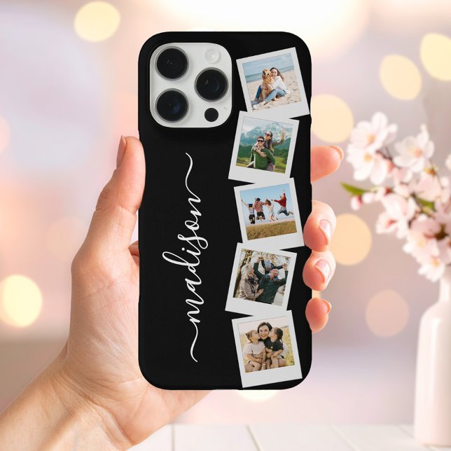 Moderne Monogramm Name 5 FotoCollage Case-Mate iPhone Hülle (Von Creator hochgeladen)