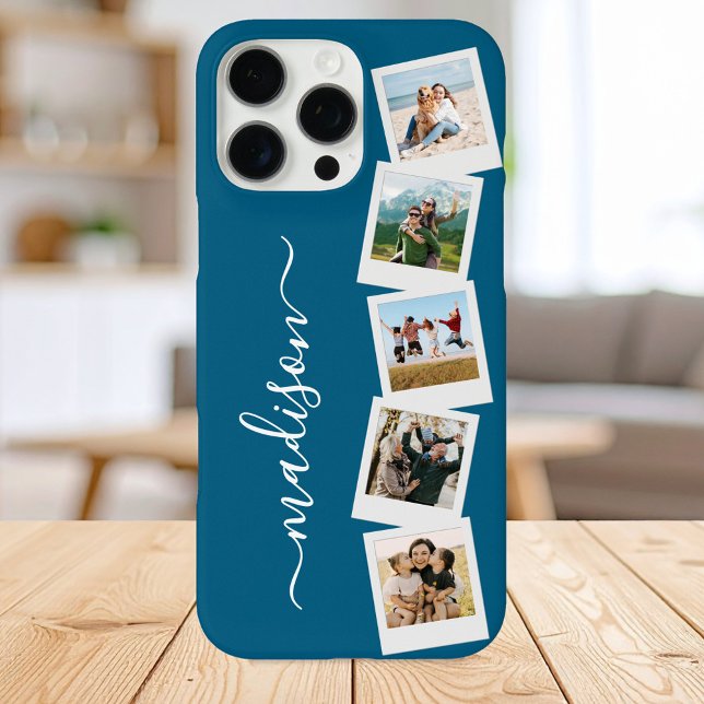 Moderne Monogramm Name 5 FotoCollage Case-Mate iPhone Hülle (Von Creator hochgeladen)