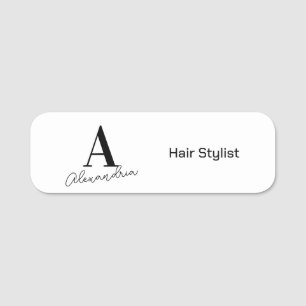 Moderne Monogramm Name Hairstylist Namensschild