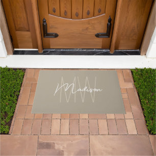 Moderne Monogramm-Name-Schrift Beige Fußmatte