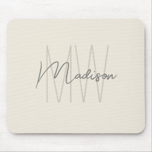 Moderne Monogramm-Name-Schrift Cream Mousepad