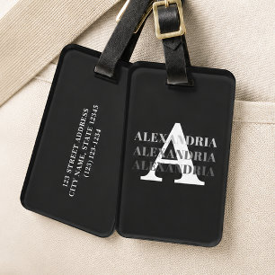 Moderne Monogramm-Name Schwarz Grau Gepäckanhänger