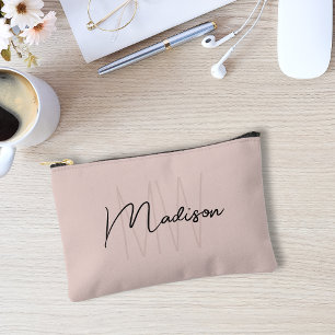 Moderne Monogramm-Name-Script Rosa Zubehörtasche