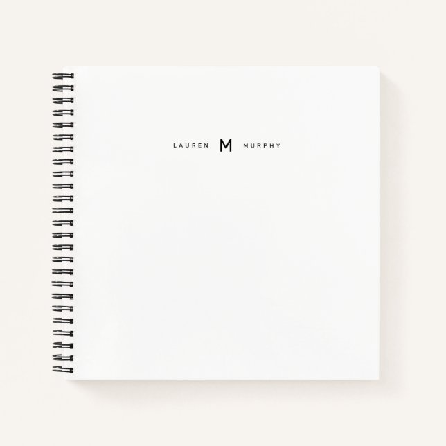 Moderne Monogramm-Name stilvolle Typografie Notizb Notizbuch (Vorderseite)
