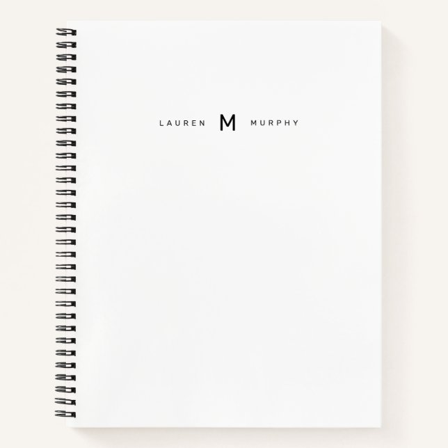 Moderne Monogramm-Name-Trendy-Typografie-Notizbuch Notizbuch (Vorderseite)