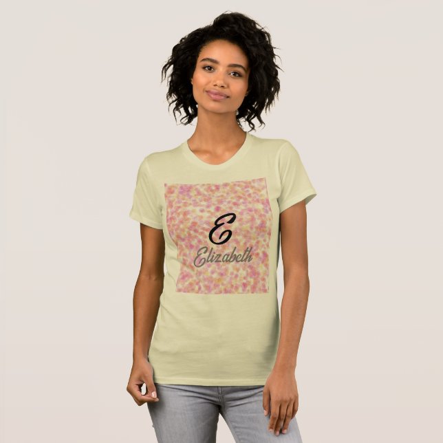 Moderne Monogramm Name Wasserfarbe Rosa Gelbe Punk T-Shirt (Vorne ganz)