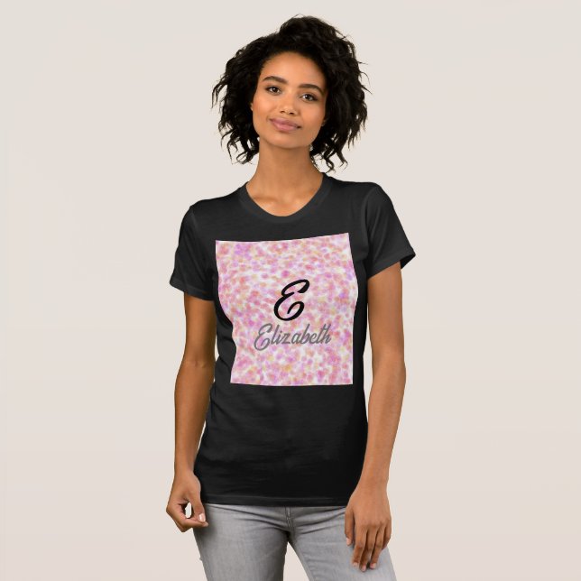 Moderne Monogramm Name Wasserfarbe Rosa Gelbe Punk T-Shirt (Vorne ganz)