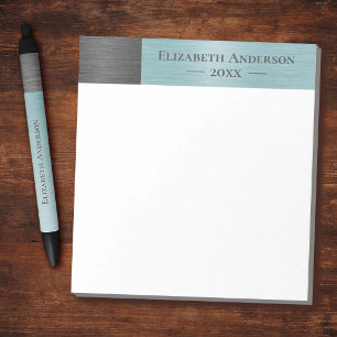 Moderne Monogramm-Namensgravur Metall gebürstet Notizblock