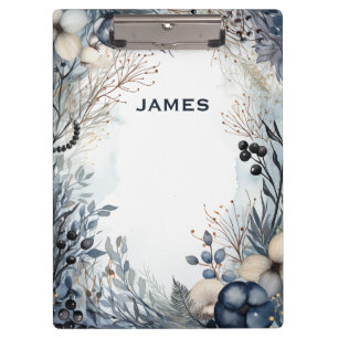 Moderne Monogramm Personalisiert Blau und Gold Klemmbrett