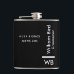 Moderne Monogramm Personalisierter Trauzeuge-Hibit Flachmann<br><div class="desc">Dieser Trauzeuge ist mit einem handgeschriebenen minimalistischen,  selbstbewussten Black-Hintergrund ausgestattet. Sie können den Namen,  den Titel und den Bräutigam personalisieren oder Ihre eigene Nachricht hinzufügen! Zeigen Sie Ihrem Trauzeuge,  wie viel Sie Liebe und schätzen ihre Teilnahme.</div>