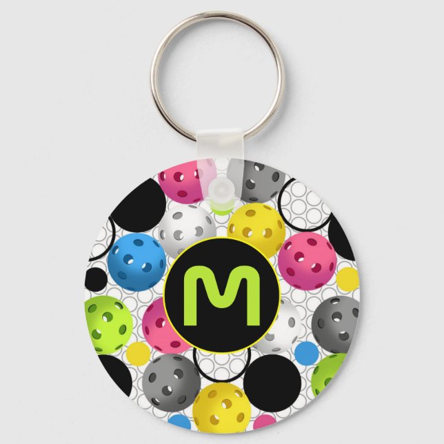 Moderne Monogramm-Pickleballs Schlüsselanhänger (Vorderseite)