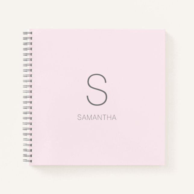 Moderne Monogramm Pink Minimalistischer Name Notizbuch (Vorderseite)