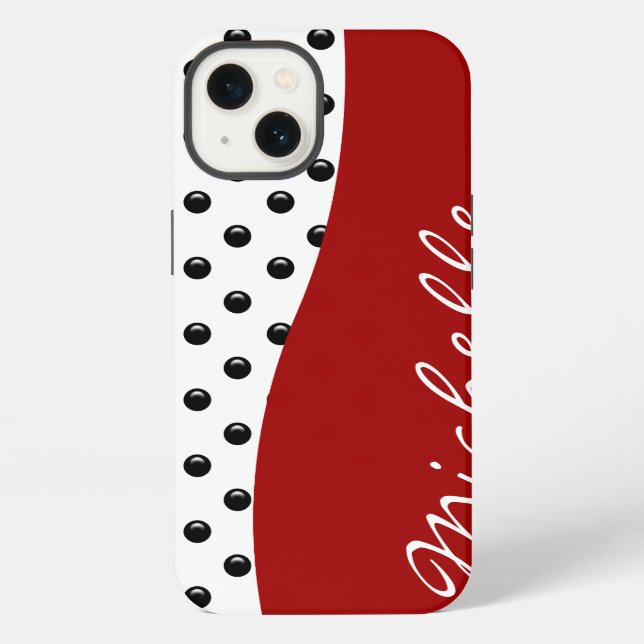 Moderne Monogramm-Polka-Dots iPhone Hülle (Rückseite)