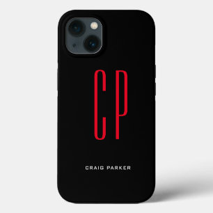 Moderne Monogramm Professional einfarbig Schwarz R iPhone 13 Hülle