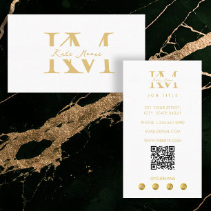 Moderne Monogramm Professional Gold Weiß Marketing Visitenkarte