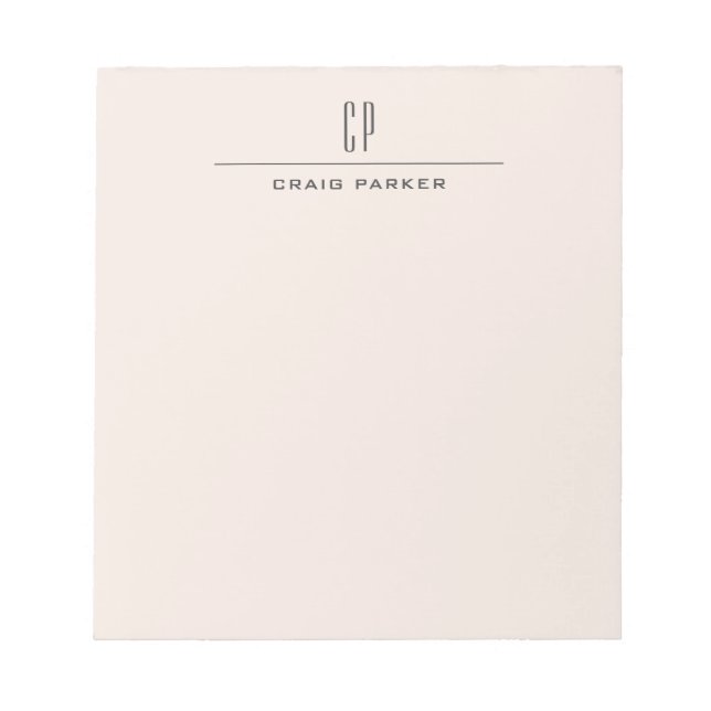 Moderne Monogramm-Professionell-Einfarbig-Pastellf Notizblock (Vorderseite)