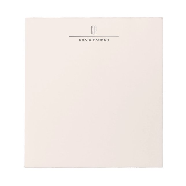 Moderne Monogramm-Professionell-Einfarbig-Pastellf Notizblock (Vorderseite)