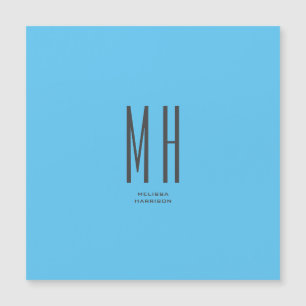 Moderne Monogramm Professionell Schlicht Himmelbla Magnetkarte