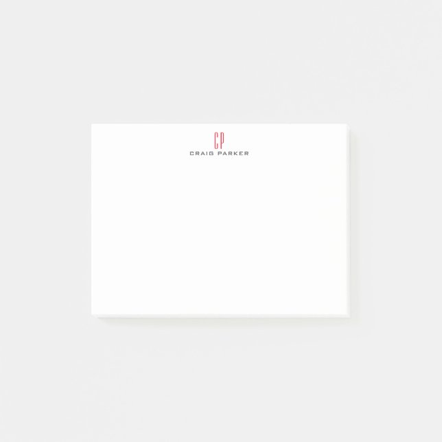 Moderne monogramm professionell schlicht minimalis post-it klebezettel (Vorderseite)