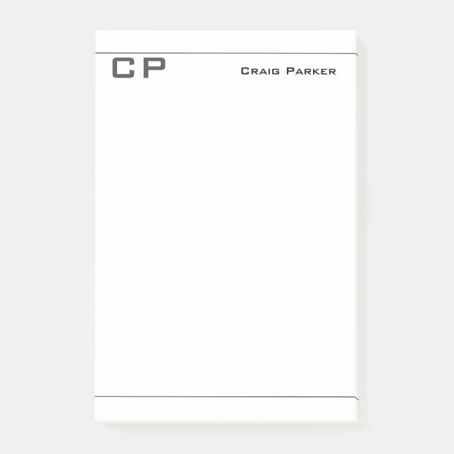 Moderne Monogramm Professionell Schlicht Minimalis Post-it Klebezettel (Vorderseite)