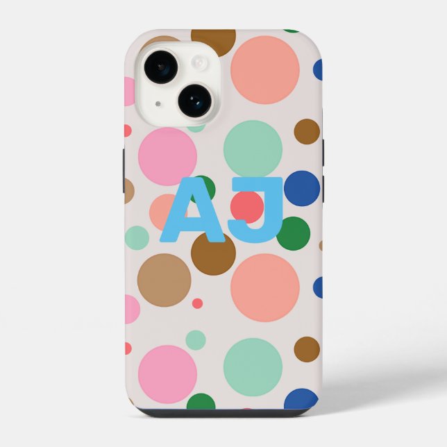 Moderne Monogramm-Punkte-Muster iPhone Hülle (Rückseite)
