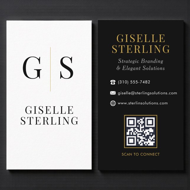 Moderne Monogramm-QR-Code-Geschäftskarte Visitenkarte (Von Creator hochgeladen)