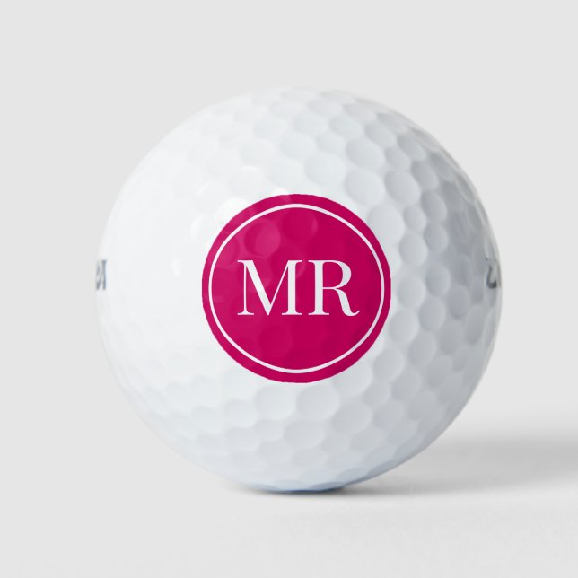 Moderne monogramm rosa Golfbälle (Vorderseite)