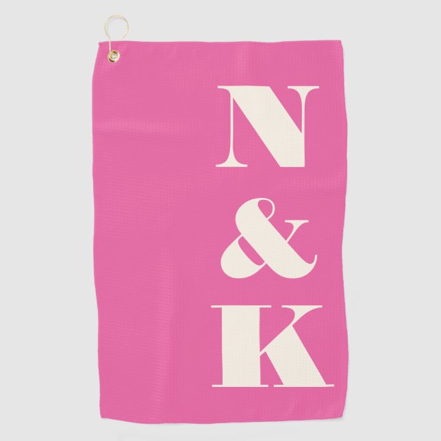Moderne Monogramm-Rosé-Brautparty Golfhandtuch (Vorderseite)
