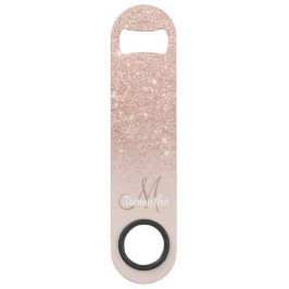 Moderne Monogramm Rose Gold Glitzer Ober Rosa Speed Flaschenöffner