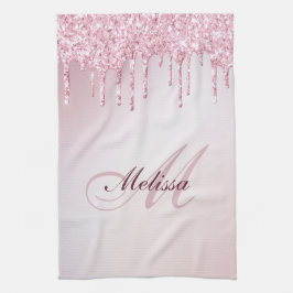 , moderne monogramm Rose Gold lila Glitzer Geschirrtuch