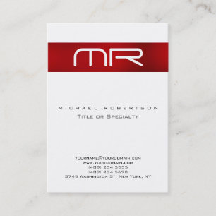 Moderne Monogramm Rot Weiße Saubere Visitenkarte