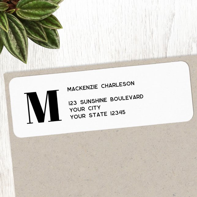 Moderne Monogramm-Rücksendeadresse (Modern monogram initial personalized minimalist return address labels)