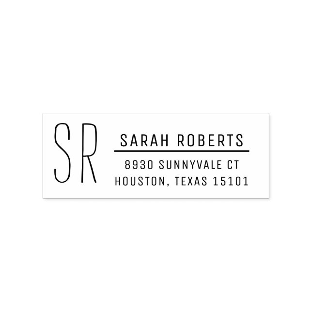 Moderne Monogramm-Rücksendeadresse-Briefmarke Gummistempel (Prägung)