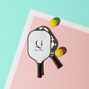 Moderne Monogramm   Schachbrettmuster Design Pickleball Schläger