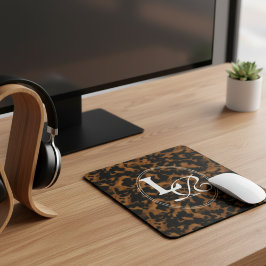 Moderne Monogramm-Schildpatt-Druck Mousepad