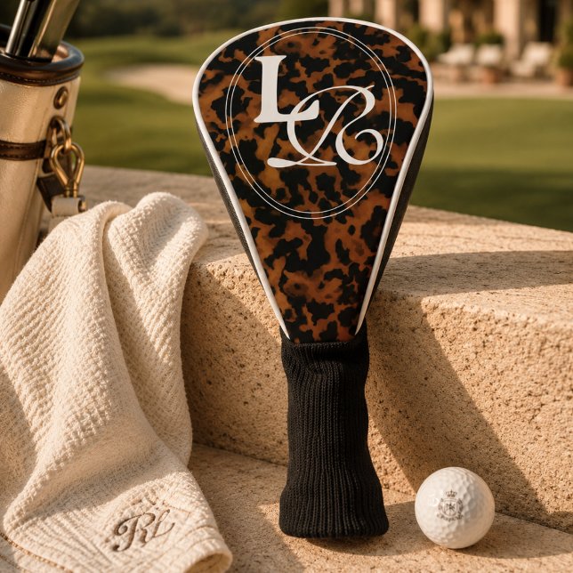 Moderne Monogramm-Schildpatt-Prentung Golf Headcover (Modern Monogram Tortoise Shell Print Golf Head Cover)