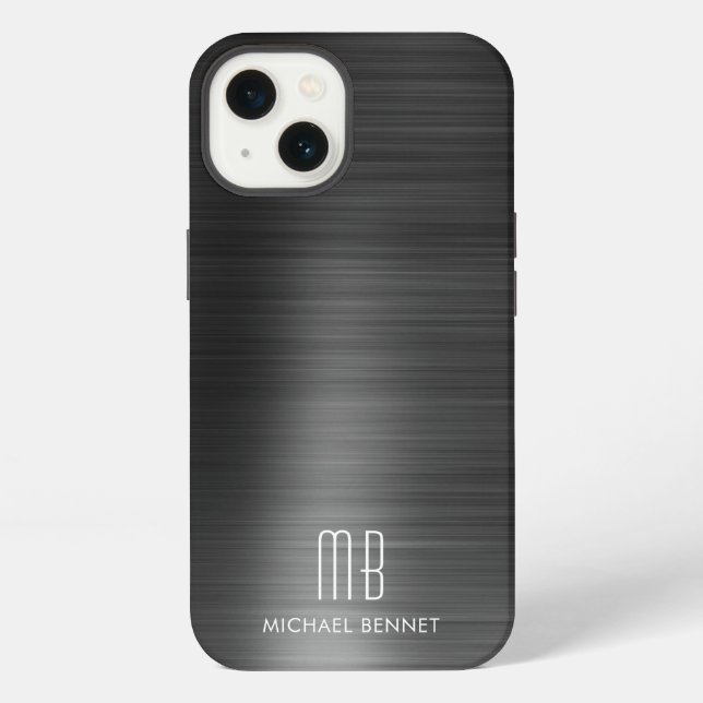 Moderne Monogramm Schwarz  iPhone Hülle (Rückseite)