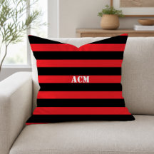 Moderne Monogramm Schwarz-Rot-Gestreift