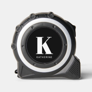 Moderne Monogramm Schwarz Weiß benutzerdefinierter Maßband