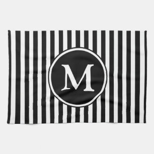 Moderne Monogramm Schwarz-Weiß-Streifen Handtuch