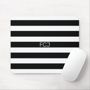 Moderne Monogramm Schwarz-Weiß-Streifen Mousepad