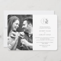 Moderne Monogramm-Schwarz-weiße Foto-Hochzeit
