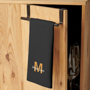 Moderne Monogramm-Schwarze Eleganz Geschirrtuch
